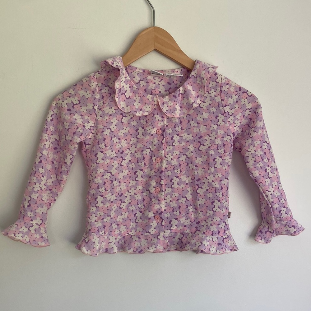 McKids| Vtg Floral Blouse with flower buttons sz 5